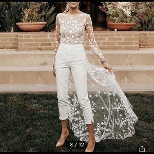 **BRAND NEW NEVER WORN** White Longsleeved Lace Jumpsuit